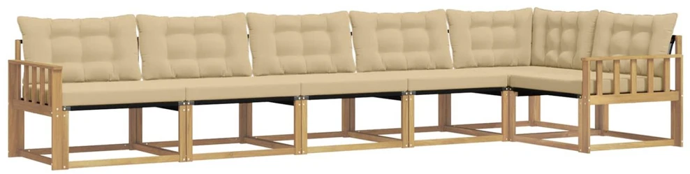 Lauko sofos komplektas 6 vnt. Balta ir kreminė