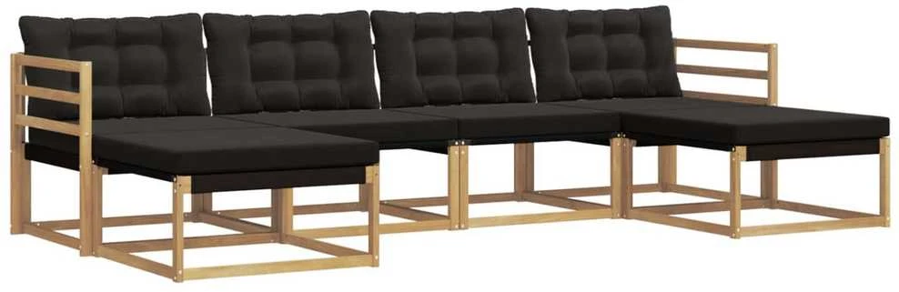Lauko sofos komplektas 6 vnt. Balta ir juoda