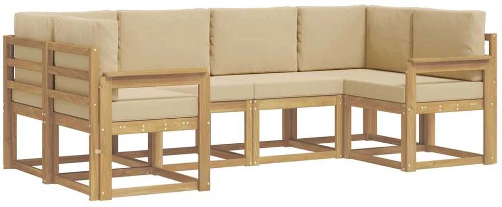 Lauko baldų komplektas Lauko sofos komplektas 6 vnt. Balta ir kreminė