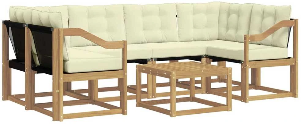 Lauko sofos komplektas 7 vnt. Balta ir kreminė
