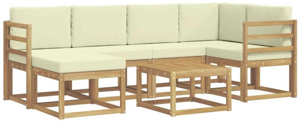 Lauko sofos komplektas 7 vnt. Balta ir kreminė
