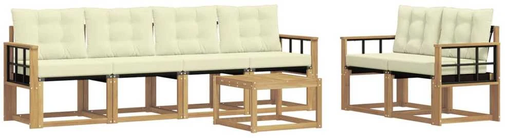 Lauko sofos komplektas 7 vnt. Balta ir kreminė
