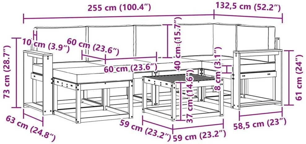 Lauko sofos komplektas 7 vnt. Balta ir antracito