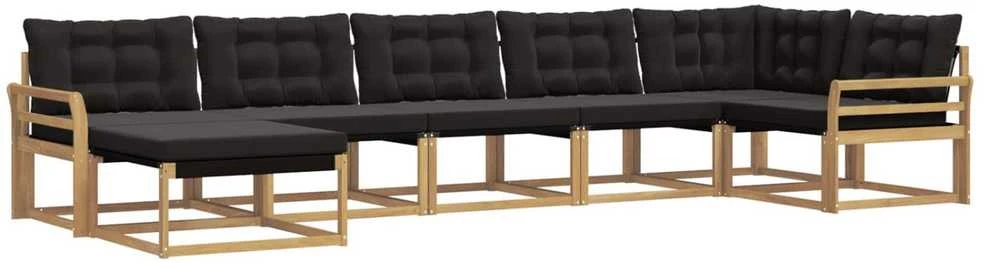 Lauko sofos komplektas 7 vnt. Balta ir juoda