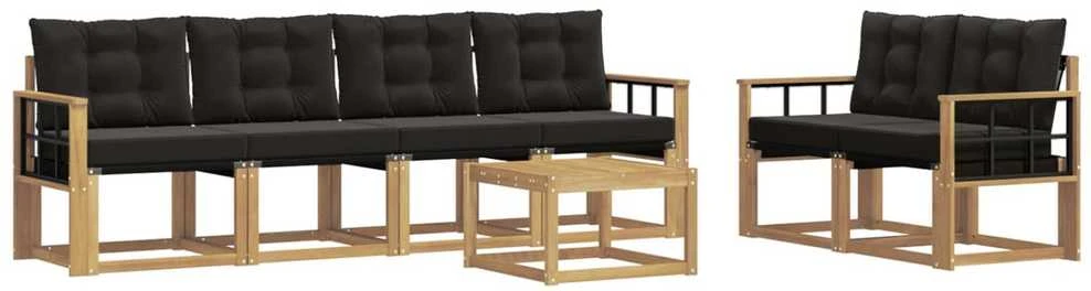 Lauko sofos komplektas 7 vnt. Balta ir juoda