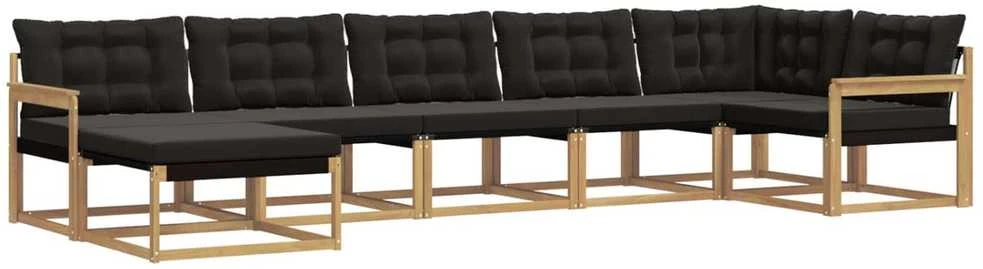 Lauko sofos komplektas 7 vnt. Balta ir juoda