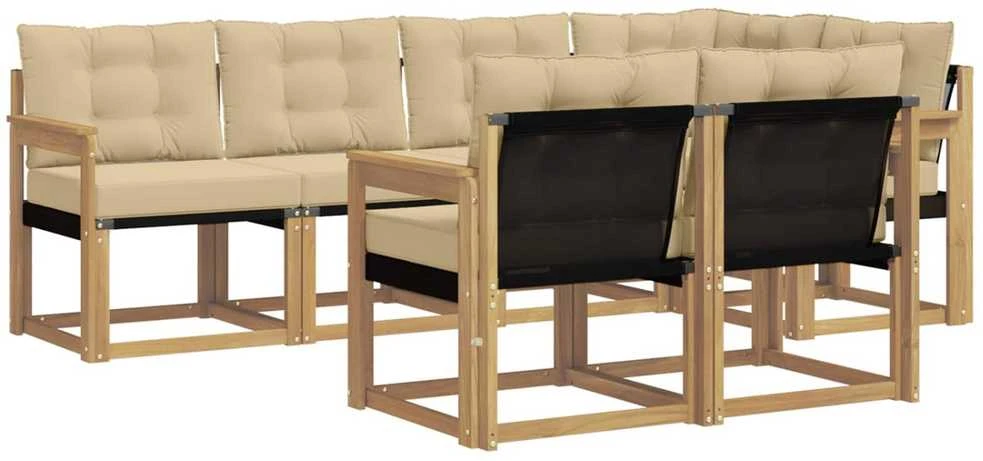Lauko sofos komplektas 7 vnt. Balta ir kreminė