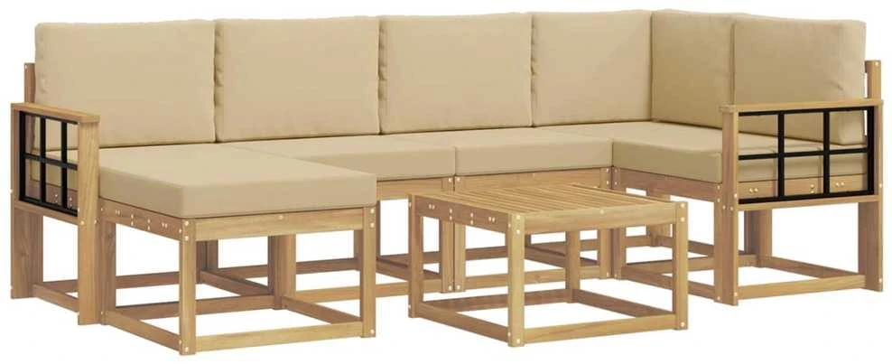 Lauko sofos komplektas 7 vnt. Balta ir kreminė