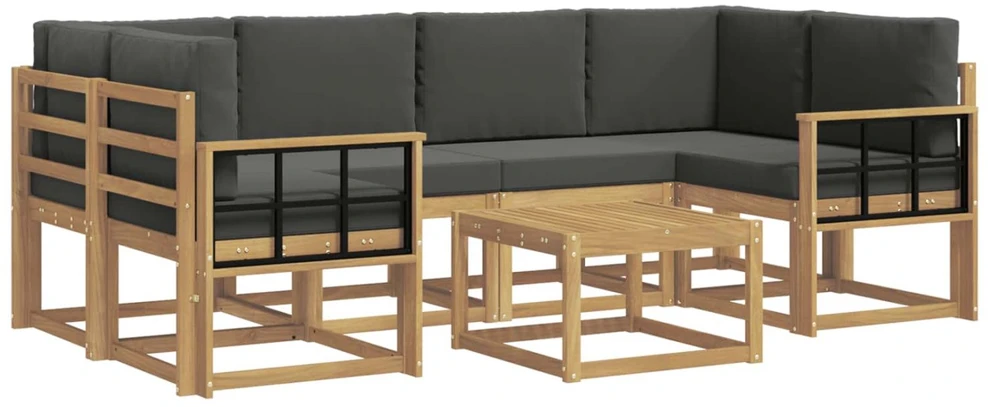 Lauko sofos komplektas 7 vnt. Balta ir antracito