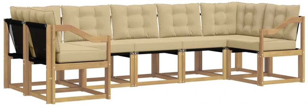 Lauko sofos komplektas 7 vnt. Balta ir kreminė