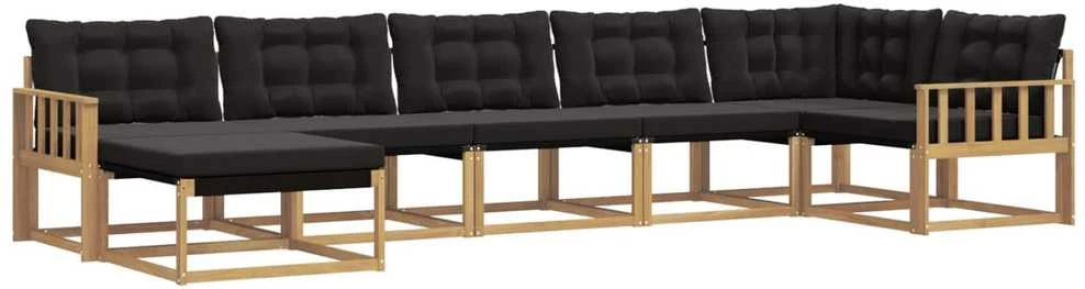 Lauko sofos komplektas 7 vnt. Balta ir juoda