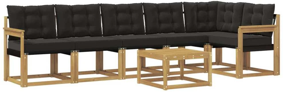 Lauko sofos komplektas 7 vnt. Balta ir juoda