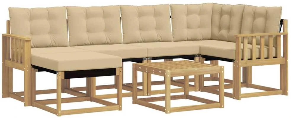 Lauko sofos komplektas 7 vnt. Balta ir kreminė
