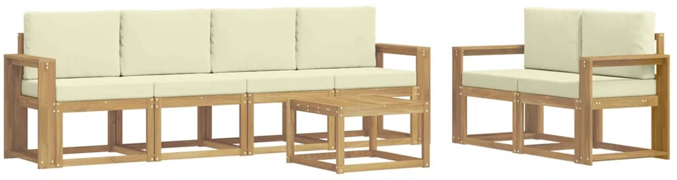 Lauko sofos komplektas 7 vnt. Balta ir kreminė