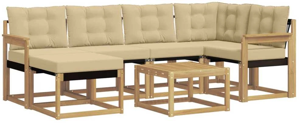 Lauko sofos komplektas 7 vnt. Balta ir kreminė