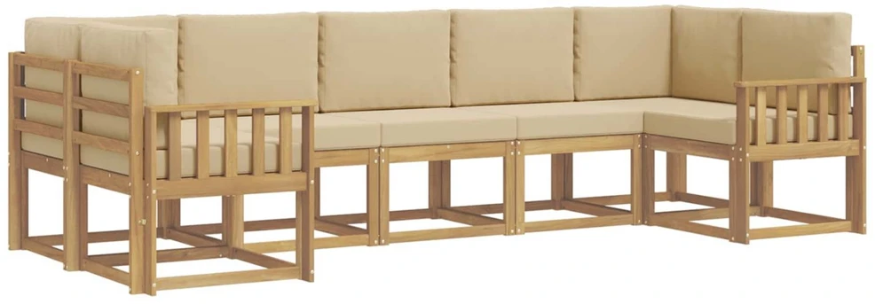 Lauko sofos komplektas 7 vnt. Balta ir kreminė