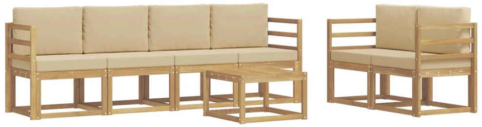 Lauko sofos komplektas 7 vnt. Balta ir kreminė