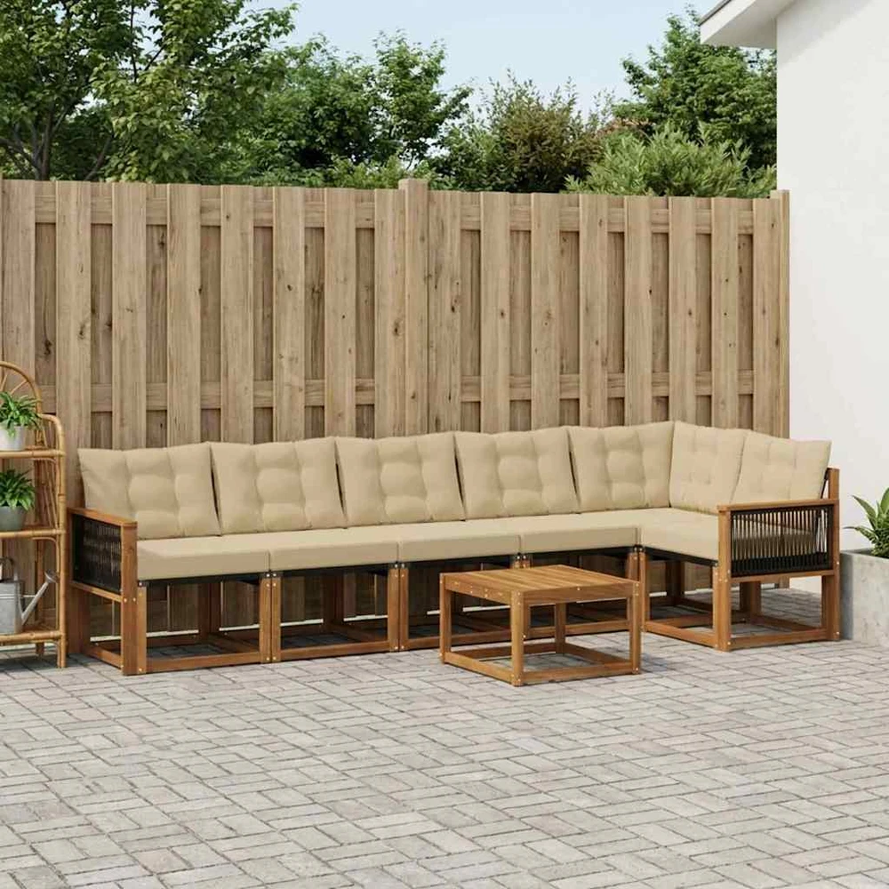 Lauko sofos komplektas 7 vnt. Natūralus ir bežinis