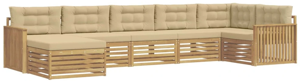 Lauko sofos komplektas 7 vnt. Balta ir kreminė
