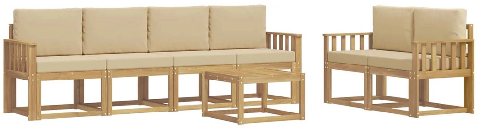 Lauko sofos komplektas 7 vnt. Balta ir kreminė