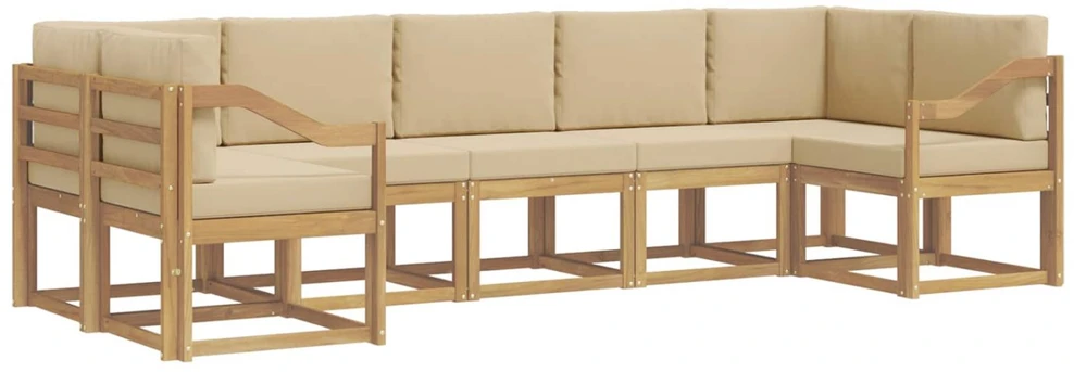 Lauko sofos komplektas 7 vnt. Balta ir kreminė