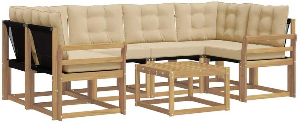 Lauko sofos komplektas 7 vnt. Balta ir kreminė