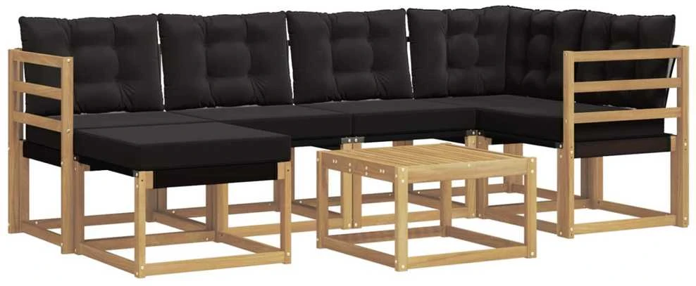 Lauko sofos komplektas 7 vnt. Balta ir juoda