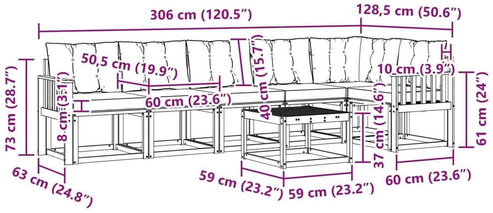 Lauko sofos komplektas 7 vnt. Balta ir kreminė