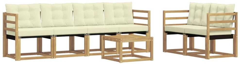 Lauko sofos komplektas 7 vnt. Balta ir kreminė
