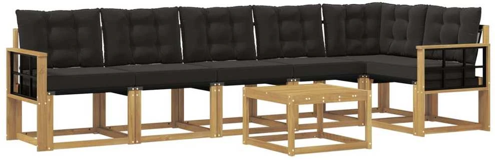 Lauko sofos komplektas 7 vnt. Balta ir juoda