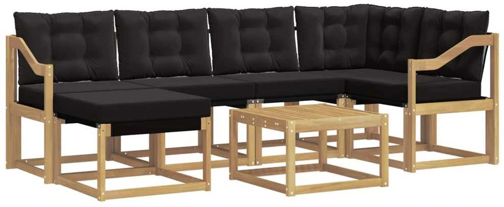 Lauko sofos komplektas 7 vnt. Balta ir juoda