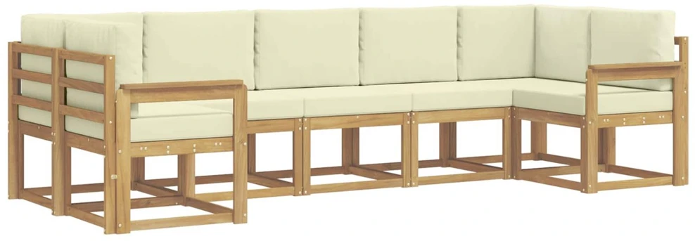 Lauko sofos komplektas 7 vnt. Balta ir kreminė