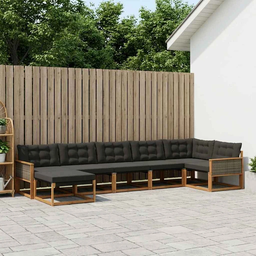 Lauko sofos komplektas 7 vnt. Natūrali ir juoda