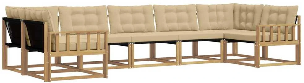 Lauko sofos komplektas 7 vnt. Balta ir kreminė