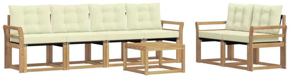 Lauko sofos komplektas 7 vnt. Balta ir kreminė
