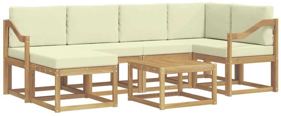 Lauko sofos komplektas 7 vnt. Balta ir kreminė
