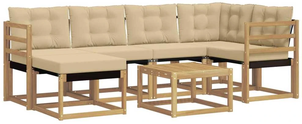 Lauko sofos komplektas 7 vnt. Balta ir kreminė