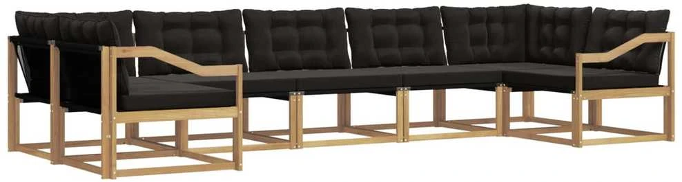 Lauko sofos komplektas 7 vnt. Balta ir juoda