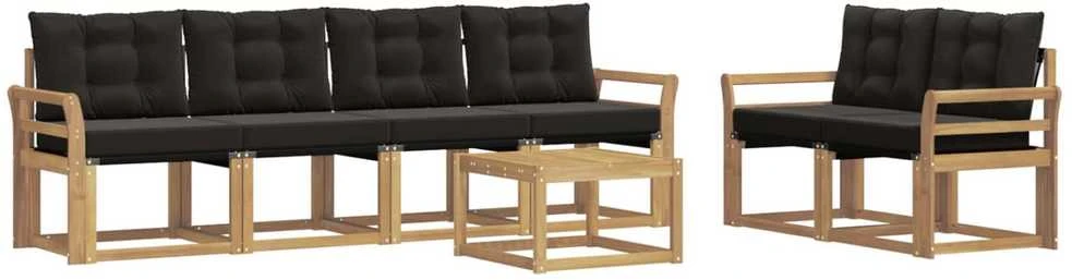 Lauko sofos komplektas 7 vnt. Balta ir juoda