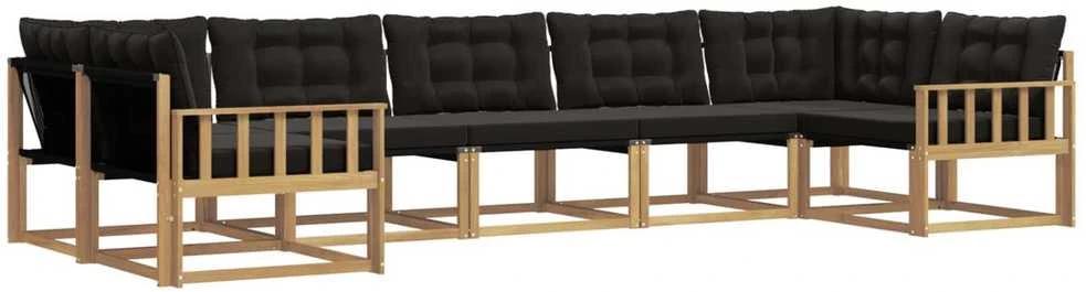 Lauko sofos komplektas 7 vnt. Balta ir juoda