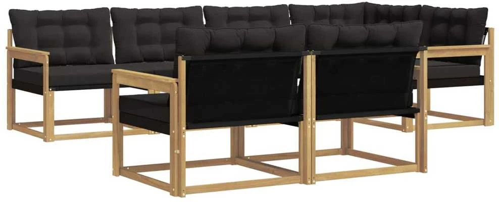 Lauko sofos komplektas 7 vnt. Balta ir juoda
