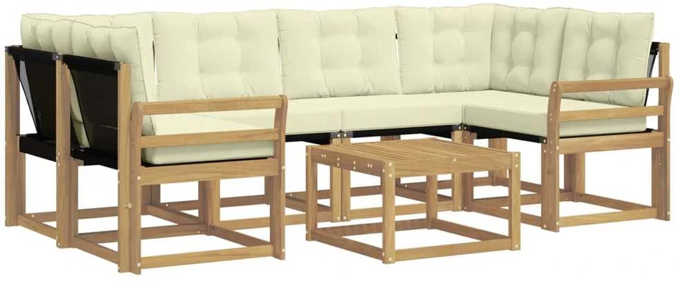 Lauko sofos komplektas 7 vnt. Balta ir kreminė