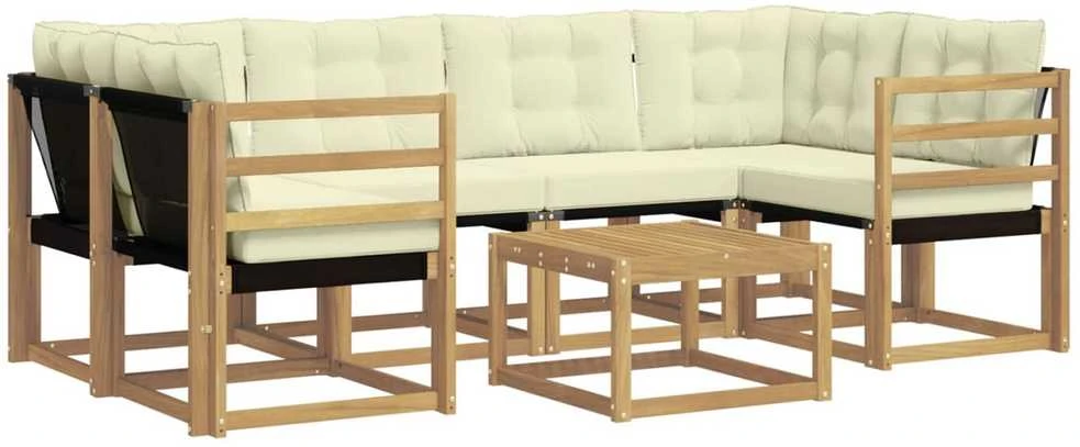Lauko sofos komplektas 7 vnt. Balta ir kreminė