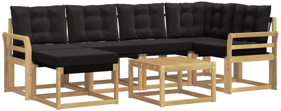 Lauko sofos komplektas 7 vnt. Balta ir juoda