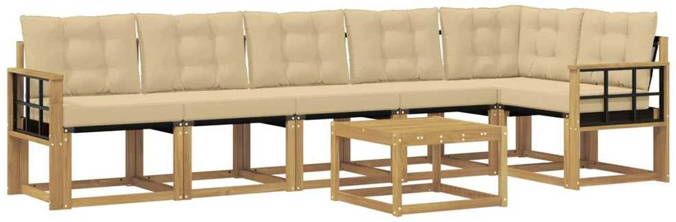 Lauko sofos komplektas 7 vnt. Balta ir kreminė