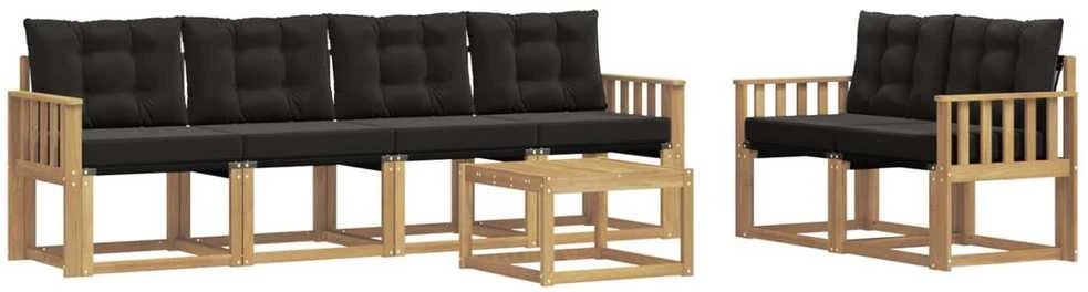 Lauko sofos komplektas 7 vnt. Balta ir juoda