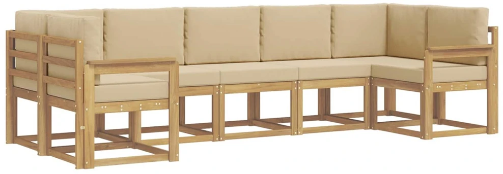 Lauko sofos komplektas 7 vnt. Balta ir kreminė