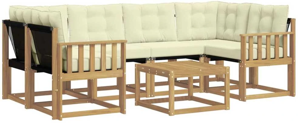 Lauko sofos komplektas 7 vnt. Balta ir kreminė