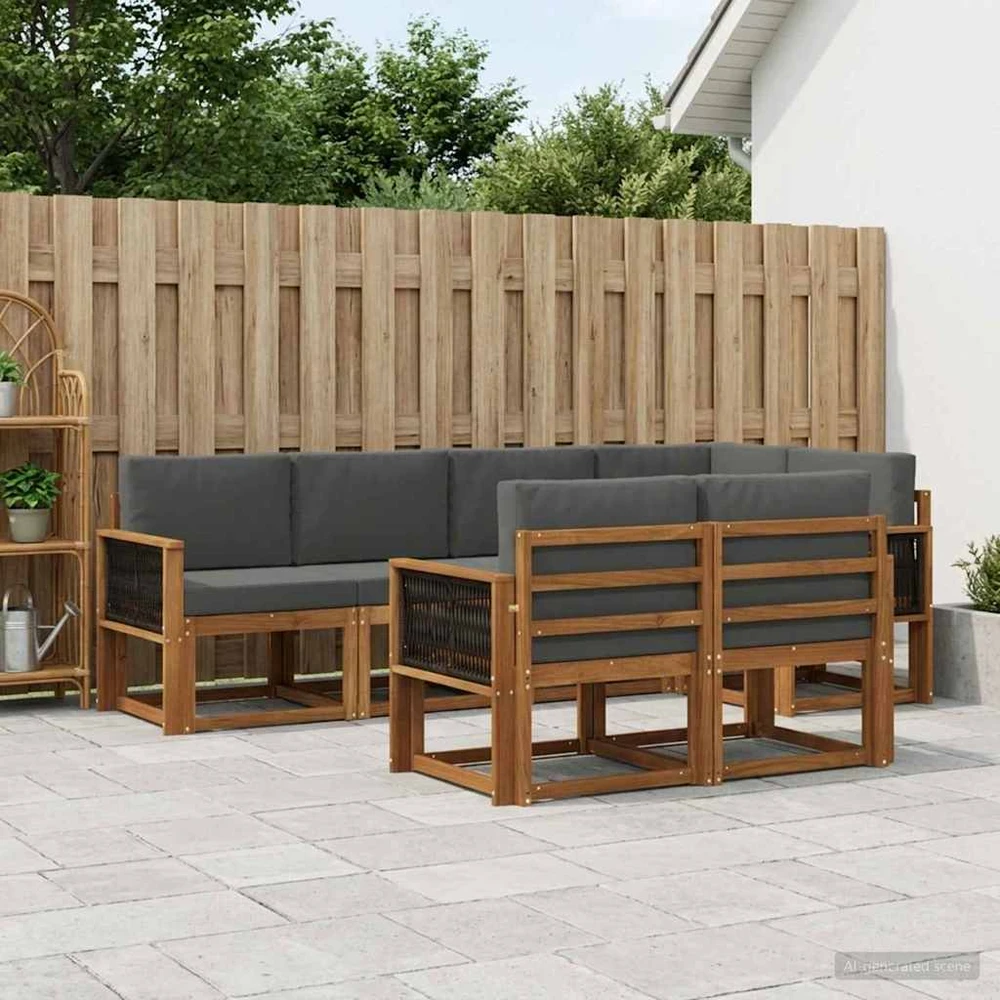 Lauko sofos komplektas 7 vnt. 7 vietos Natūralus ir antracitas