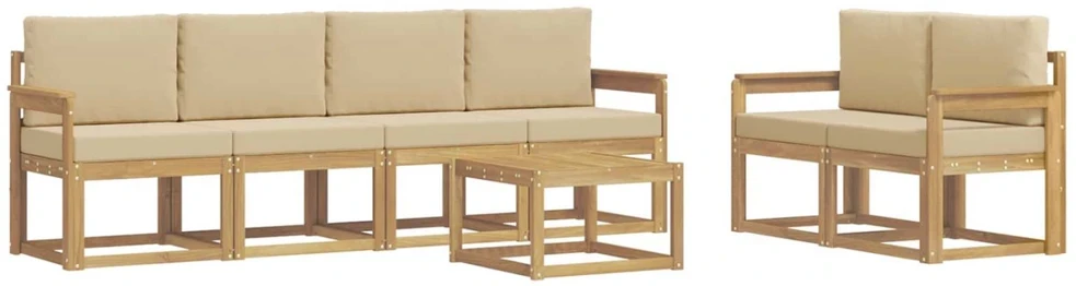 Lauko sofos komplektas 7 vnt. Balta ir kreminė